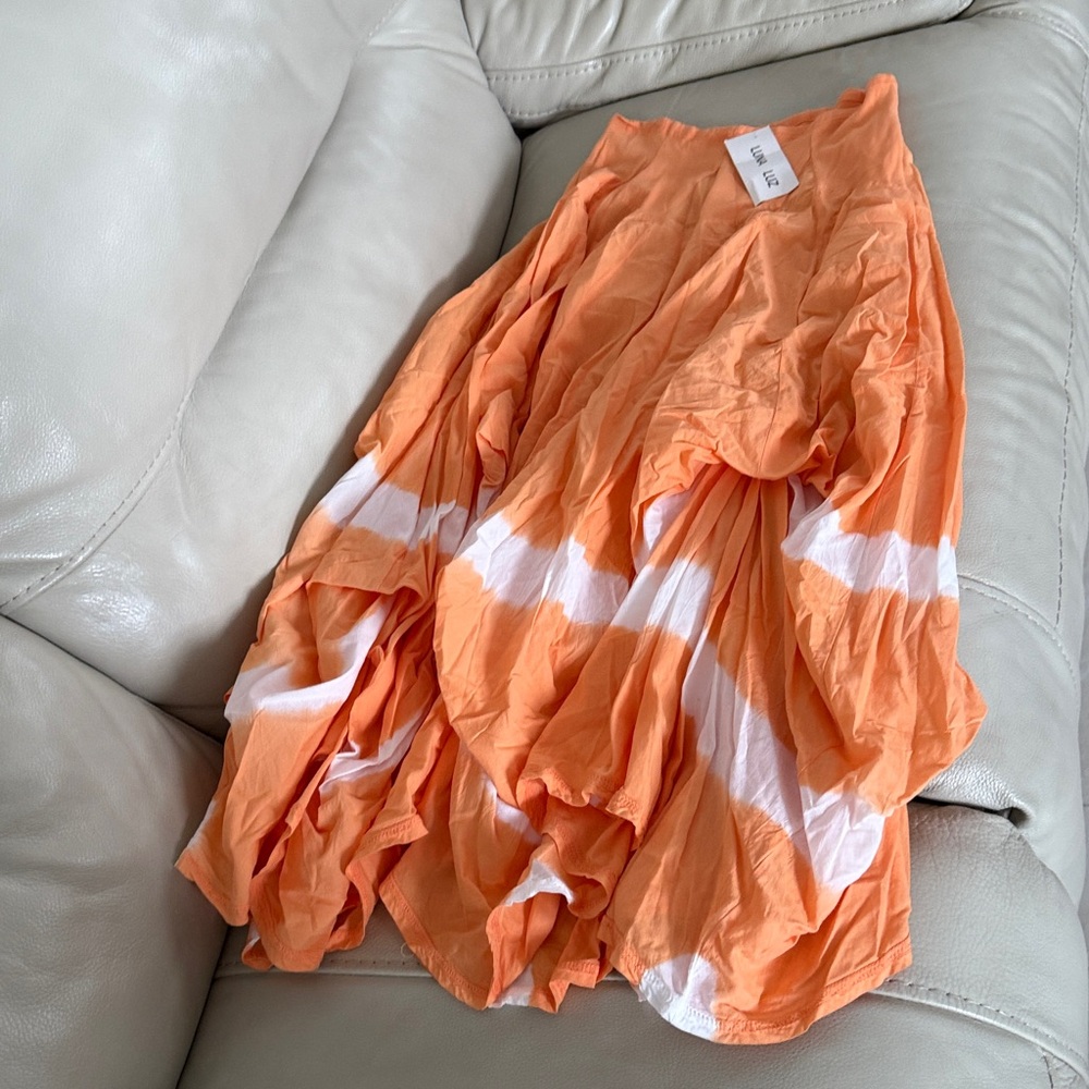 Luna Luz Orange and White Tie-Dye Skirt